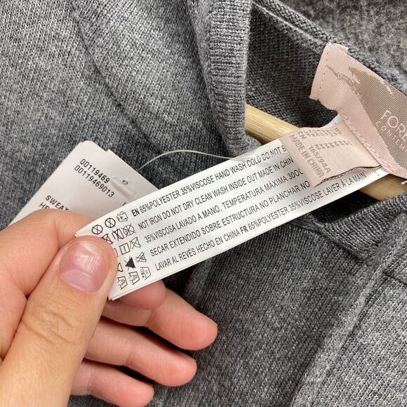 New Forever 21 Top Women M Medium Gray Sleeveless Hooded Viscose - Picture 8 of 11